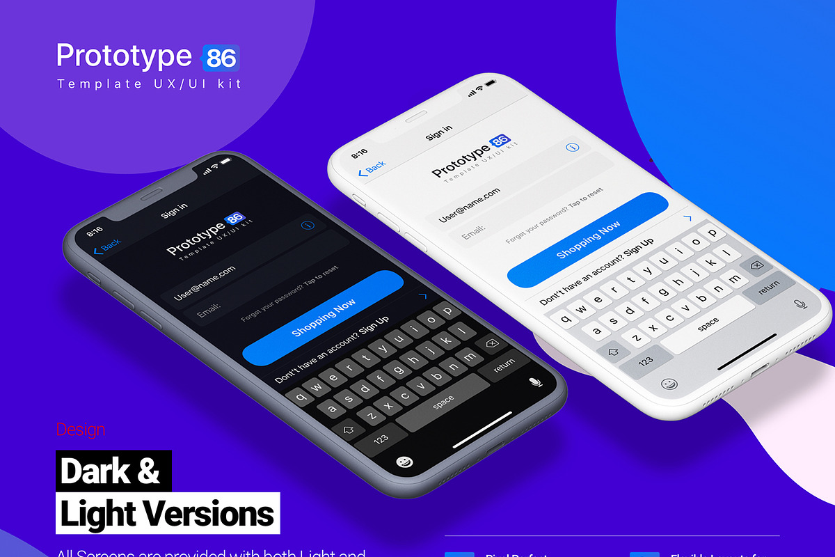 Prototype 86 Template UX/UI Kit, an UI Kit Template by App for Mobile & Website (Photo 2 of 13)