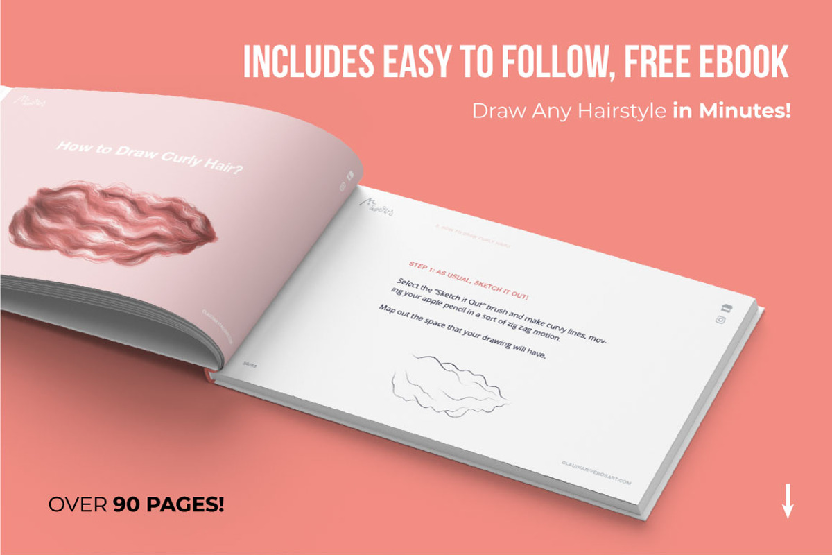 25 Hair Brushes for Affinity, a Brush Add-On by Riveros Illustration (Photo 2 of 9)