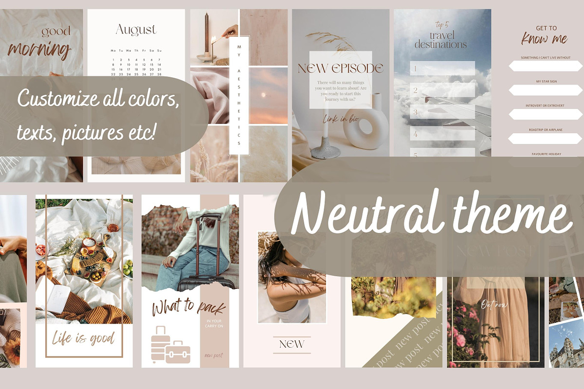 50 Neutral Instagram Story Templates, a Social Media Template by idArt (Photo 2 of 5)