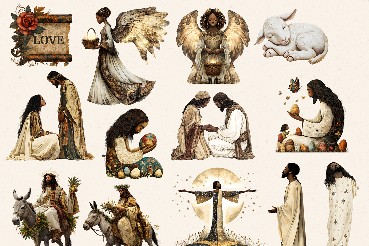 NEUTRAL EASTER BIBLICAL CLIPART, a Person Illustration by Daring Digies (Photo 5 of 10)