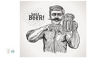 Brewer with mug beer, a Food Illustration by Countryside life (Thumbnail 2 of 8)