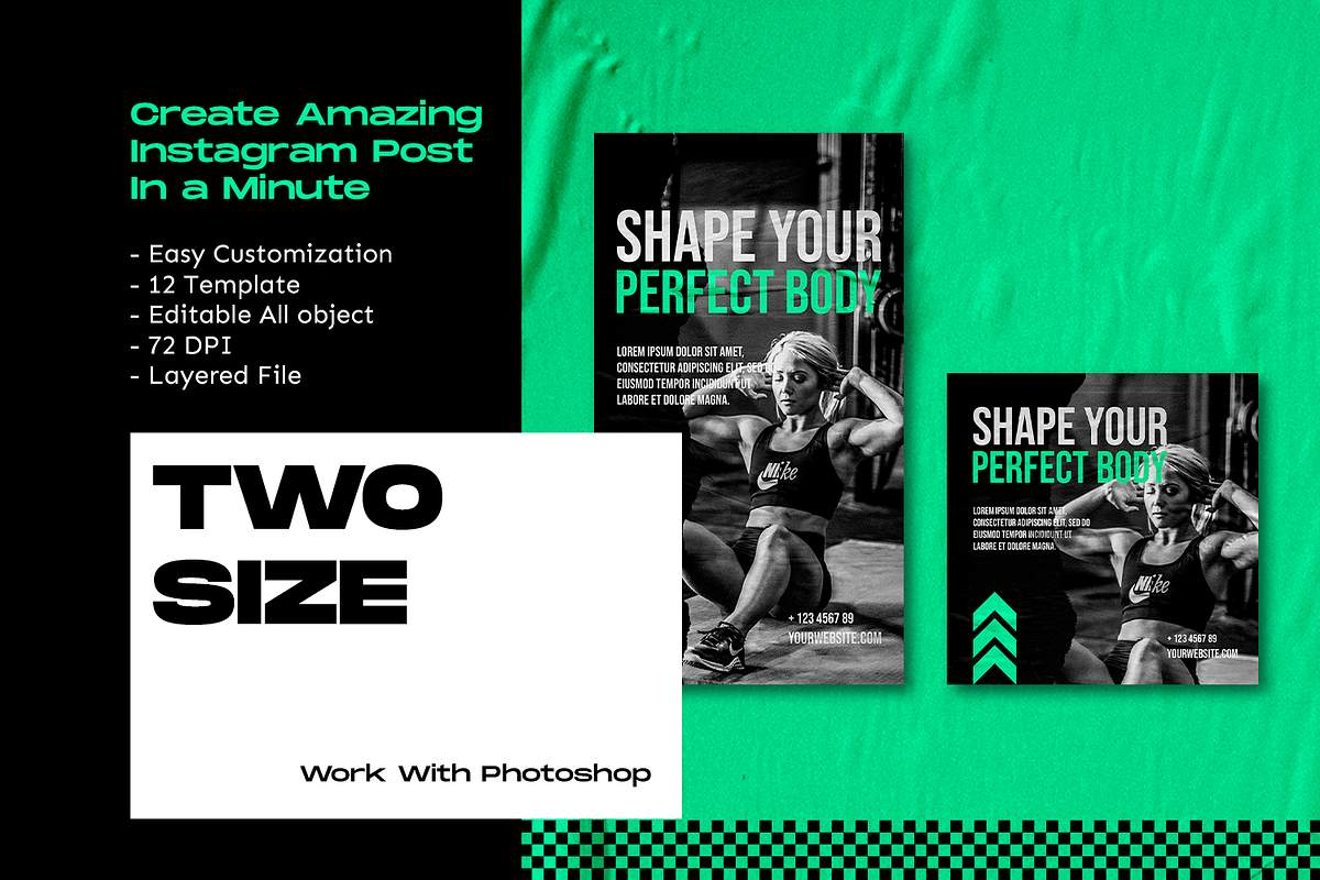 Fitgeek Instagram Template, a Social Media Template by Shinra Labs (Photo 3 of 6)