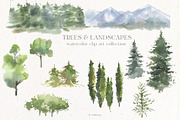 Trees & Mountains Watercolour, an Illustration by whiteheartdesign (Thumbnail 1 of 6)