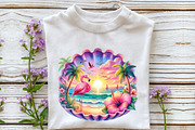 Tropical Sunset Flamingo Clipart, an Illustration by Rose Art (Thumbnail 4 of 7)