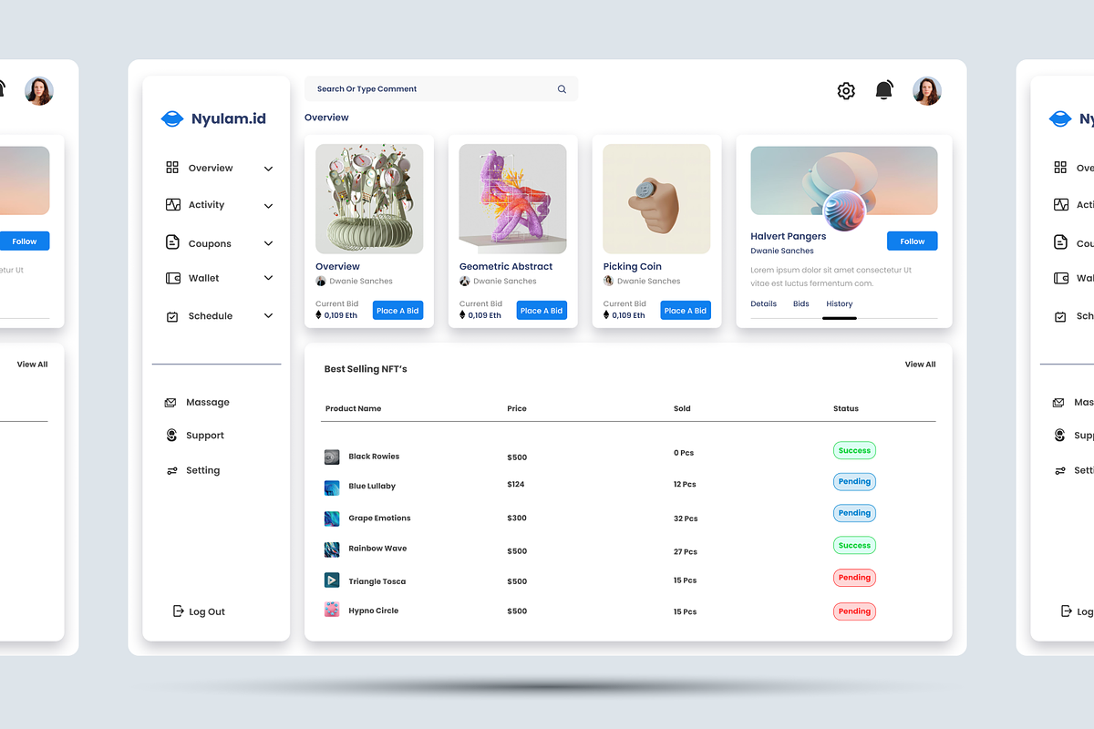 Nyulam.id - NFT Admin Dashboard, an UI Kit Template by Annora Studio (Photo 6 of 6)