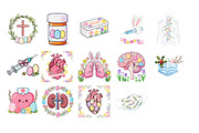 Watercolor Easter Medical Clipart, a Healthcare Illustration by InkyQueenArt (Thumbnail 4 of 7)