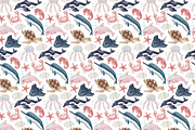 Sea Life Seamless Pattern, a Pattern Graphic by Coastal 5 Designs (Thumbnail 2 of 3)