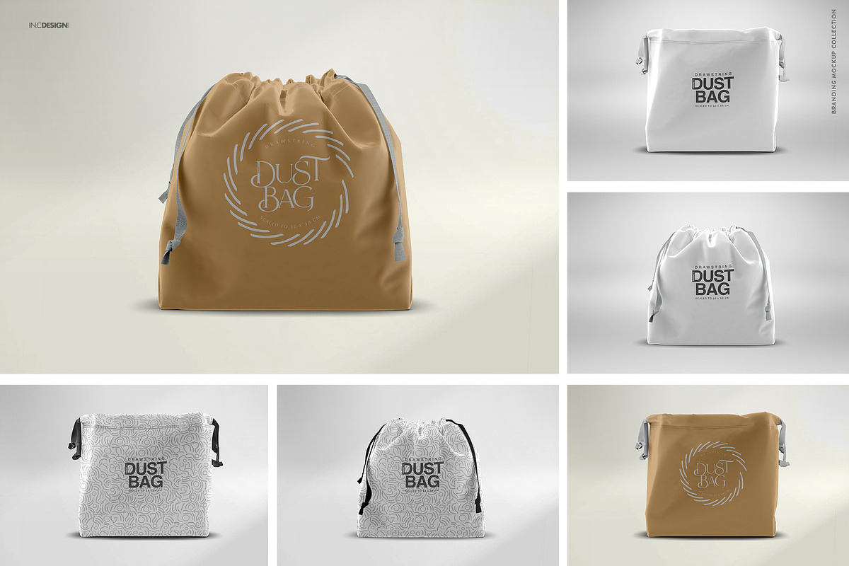 Drawstring Dust Bag Packaging Mockup, a Packaging Mockup by INCDesign (Photo 6 of 9)