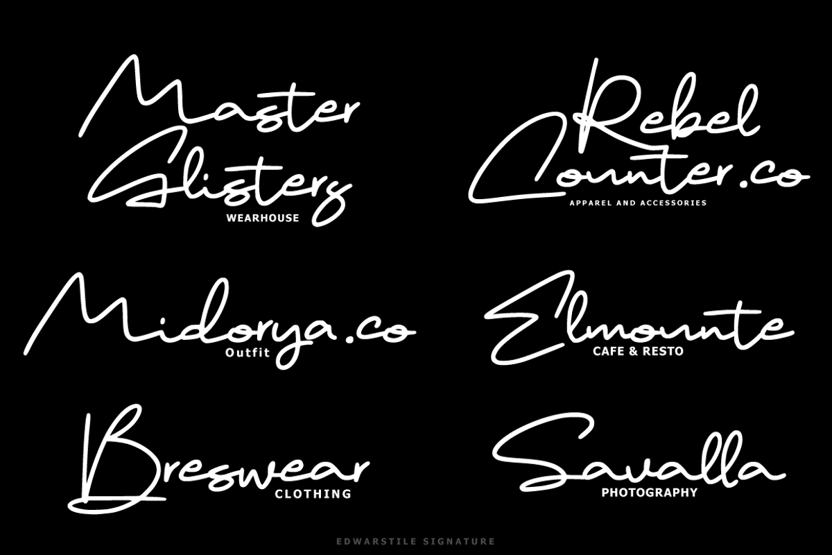 Edwarstile - Monoline Signature, a Script Font by tebaltipislab (Photo 8 of 11)