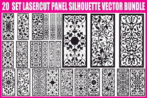 Floral Ornament Silhouette Panels, an Illustration by Designer_Momina