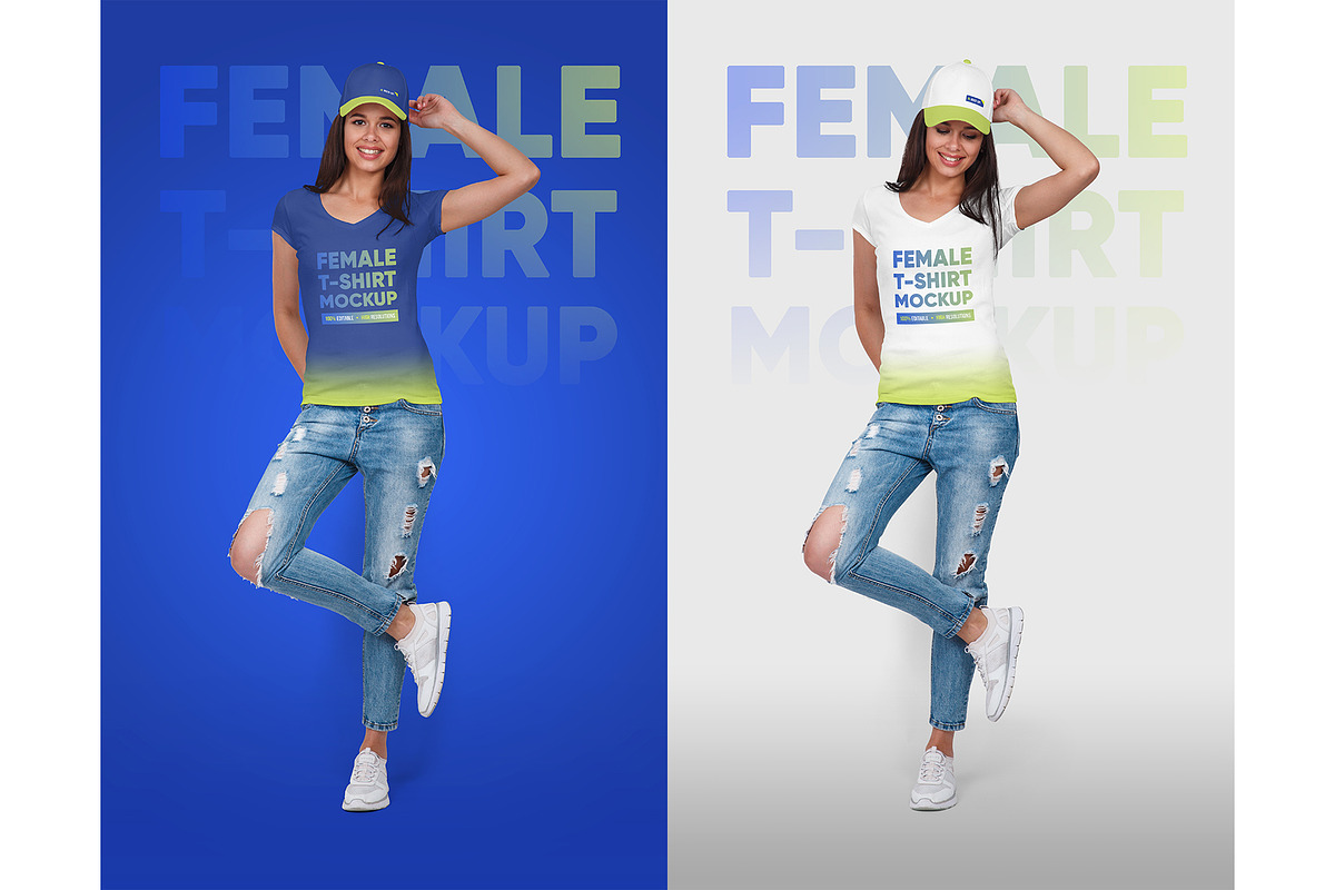 Female T-Shirt & Baseball Cap Mockup, a Shirt Mockup by Hi, Mock-Up! (Photo 7 of 8)