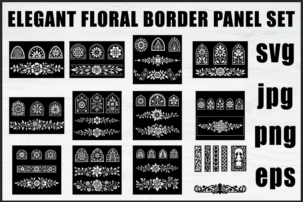 Elegant Floral Border Panels, an Object Graphic by abu67222 (Photo 1 of 13)