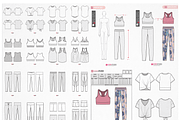 Sportswear for Women Flat Sketch Set, an Illustration by HYDNSTUDIO (Thumbnail 1 of 10)