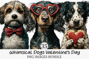 Whimsical Dogs Valentine's Day Png, an Illustration by Craft Nest