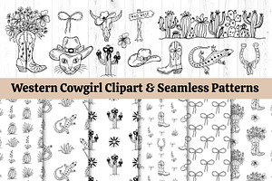 Western Cowgirl Clipart & Patterns