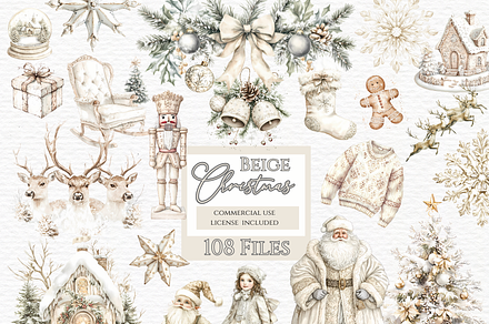 Beige Christmas cream and classic, a Seasonal Illustration by Invite to Clipart