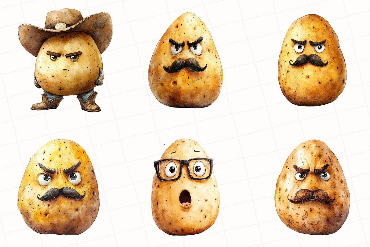 Funny Potato Watercolor Clipart, an Illustration by OK Design (Photo 2 of 5)