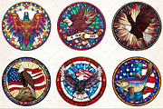 4th of July Eagle Round Stained Glas, a Seasonal Illustration by Rose Art (Thumbnail 2 of 4)