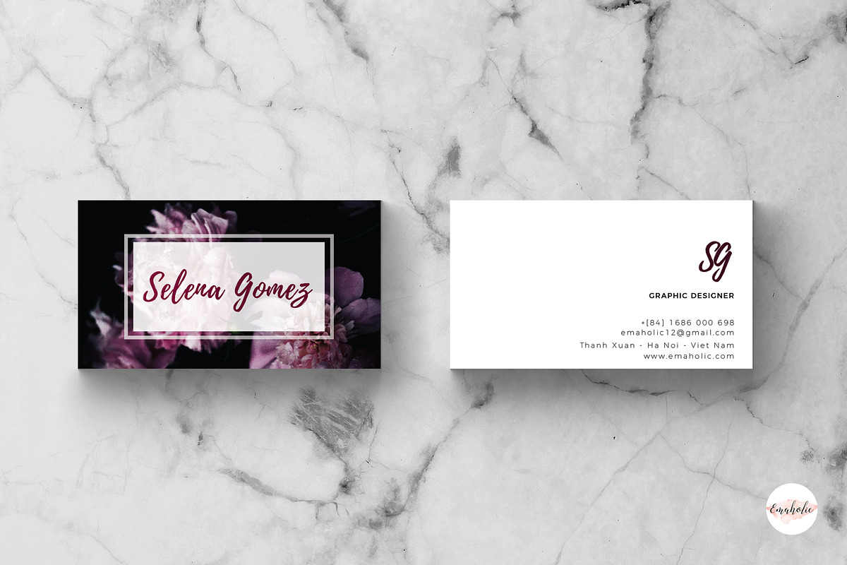 Floral Business card, a Business Card Template by Emaholic Template (Photo 4 of 4)
