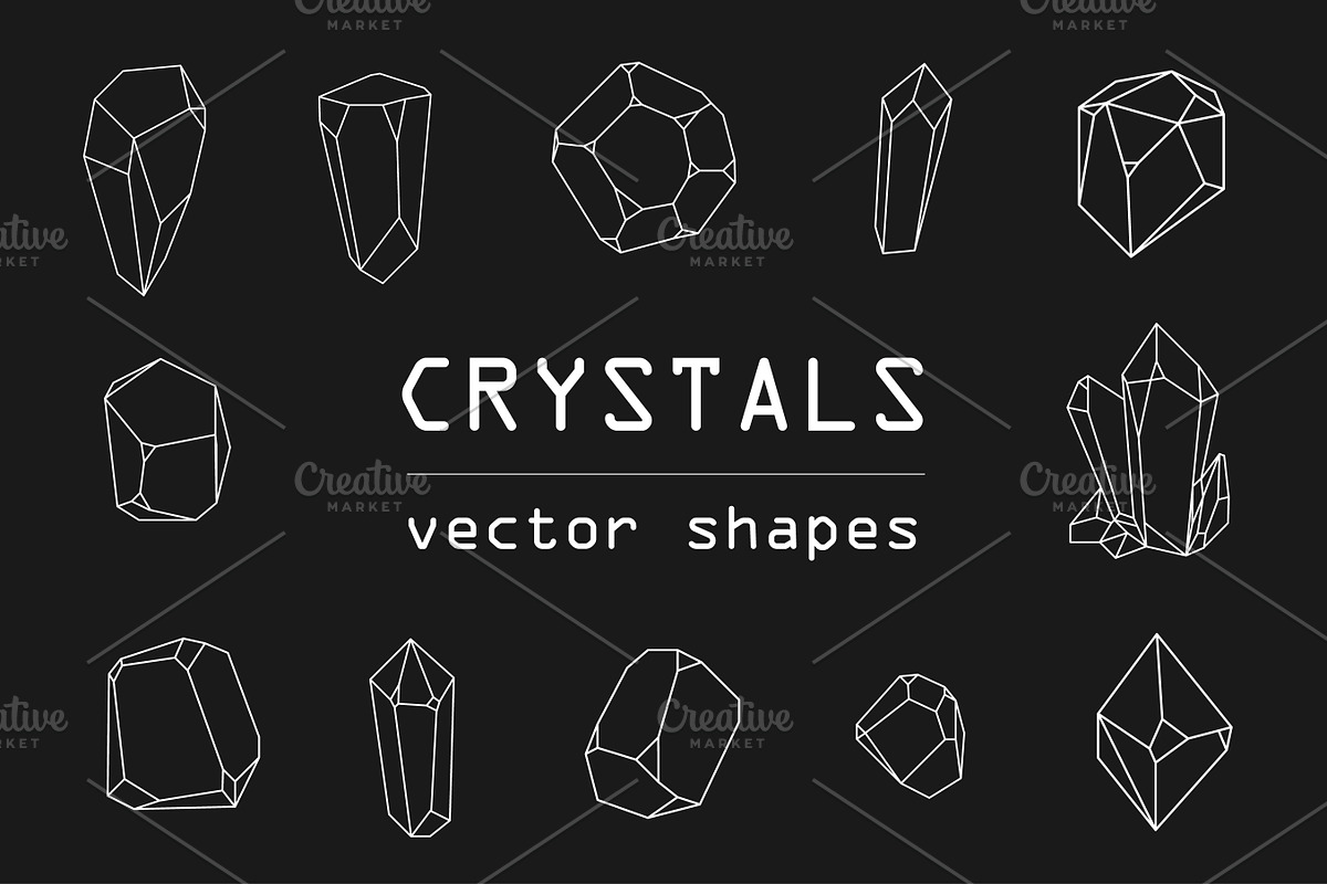 Crystals vector shapes, an Object Illustration by MalinaShop (Photo 1 of 5)