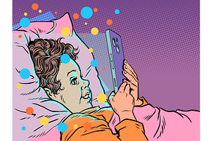 Pop Art Retro A child staring at a, a Technology Illustration by studiostoks