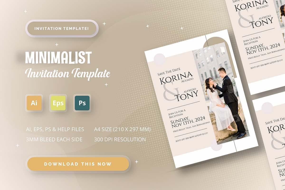 Minimalist - Wedding Invitation, an Invitation Template by StreaksideStd