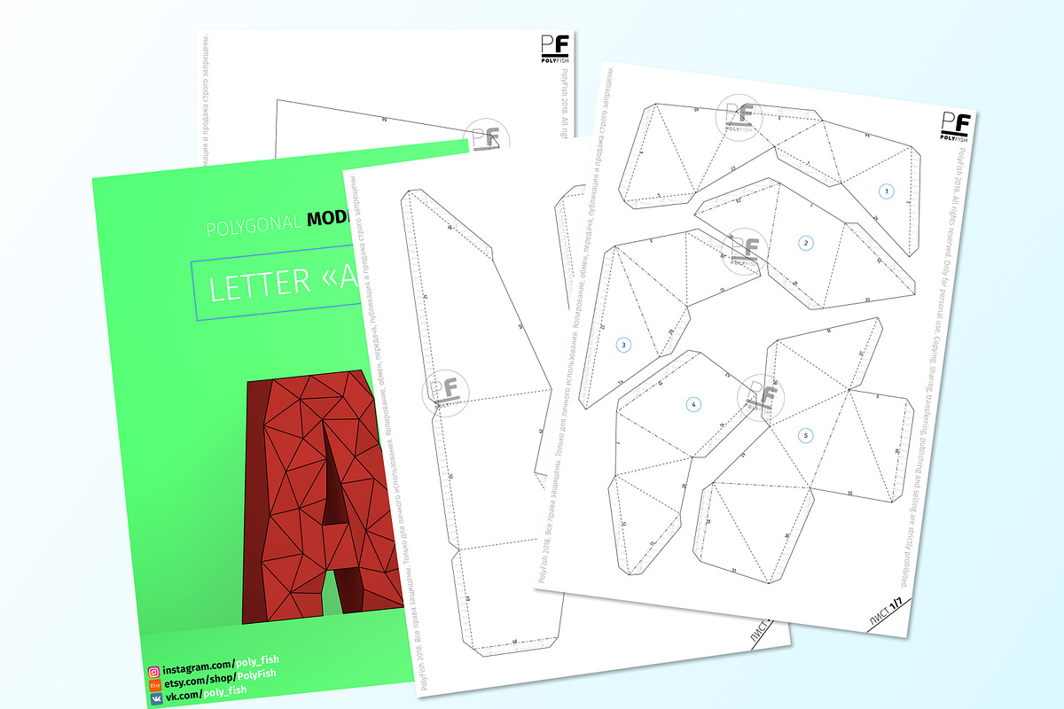 DIY Polygonal letters template, a Templates & Theme by PolyFish (Photo 5 of 5)