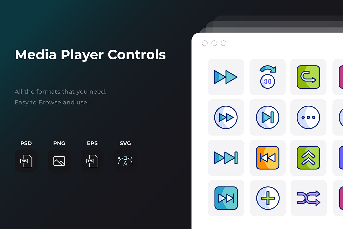 Media Player Controls Icon Pack, an Icon by Wencory