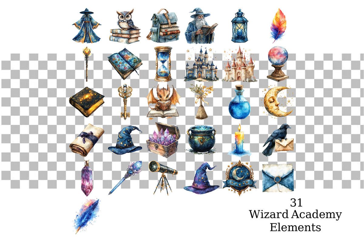 Wizard Academy Clipart, a Seasonal Illustration by Daily.Designs (Photo 3 of 7)