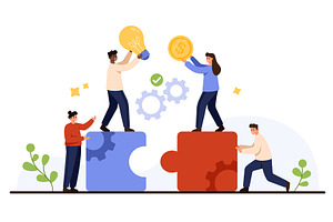Teamwork Puzzle Cooperation, a Finance Illustration by Flashvector