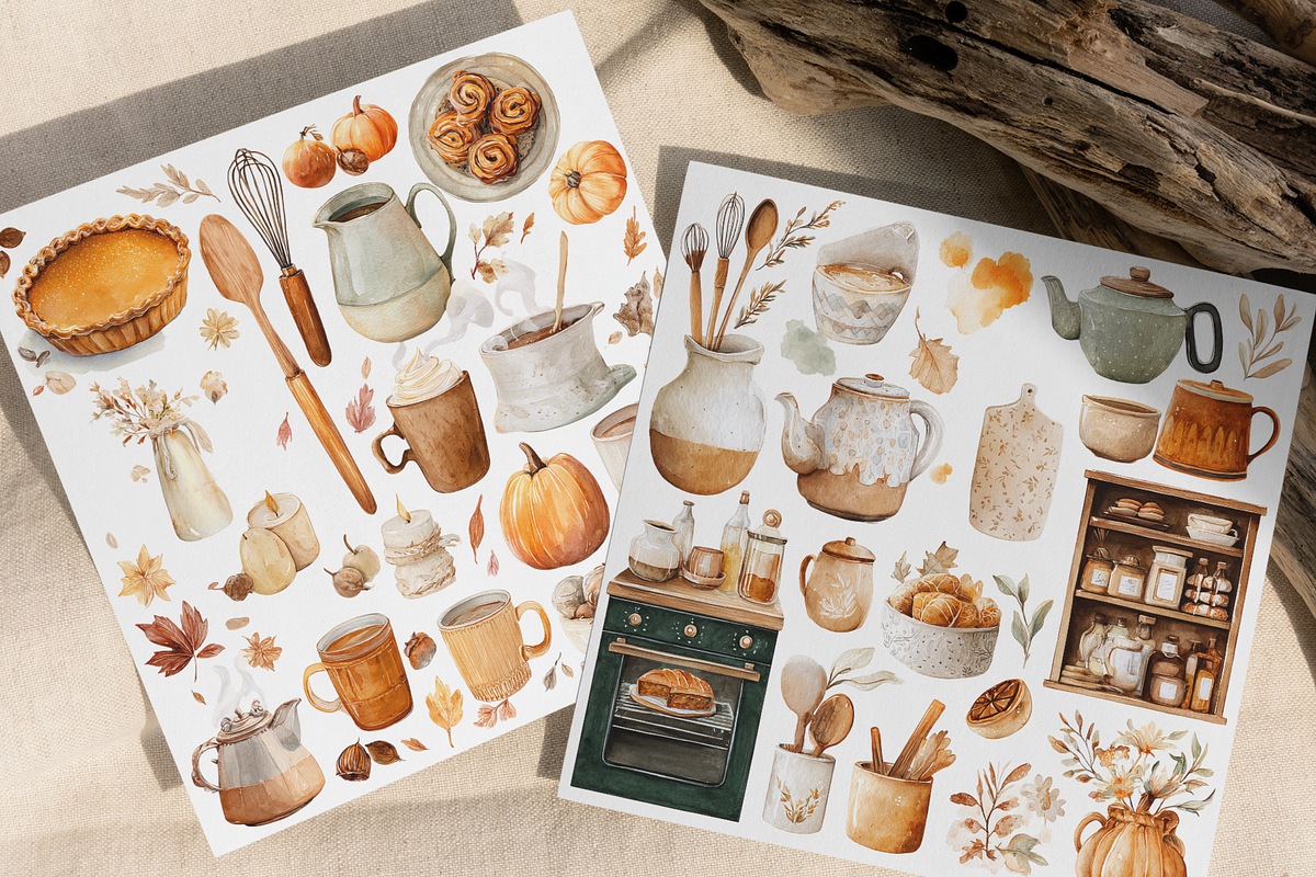 Watercolor Autumn Baking Clipart, a Decorative Illustration by ThaismotaCreativeCo (Photo 6 of 12)