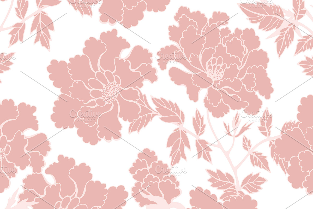 Peony flower pattern, a Pattern Graphic by Polanika (Photo 9 of 12)