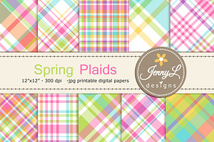 Spring Plaids Digital Papers