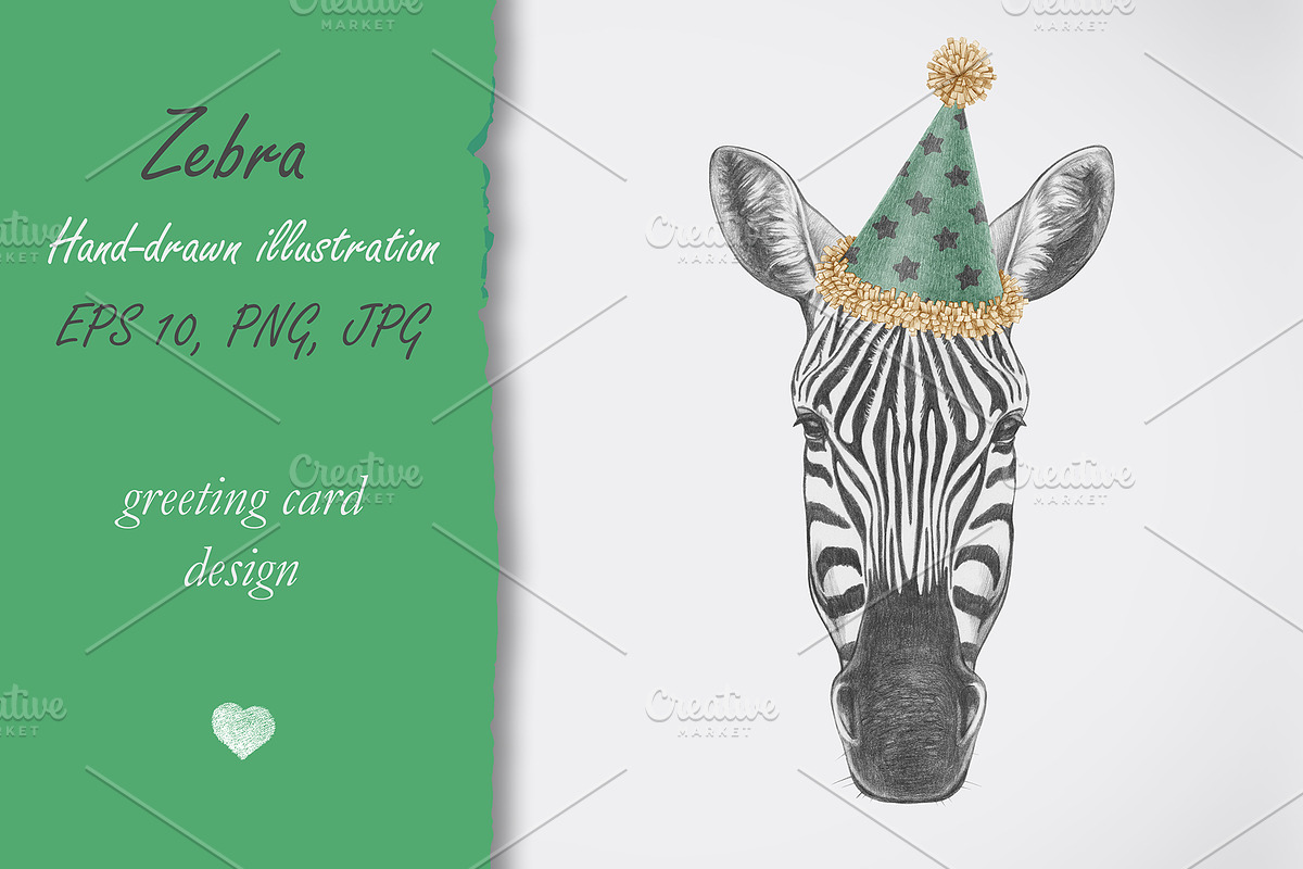 Zebra / Greeting Card, an Animal Illustration by Victoria_Novak (Photo 1 of 2)