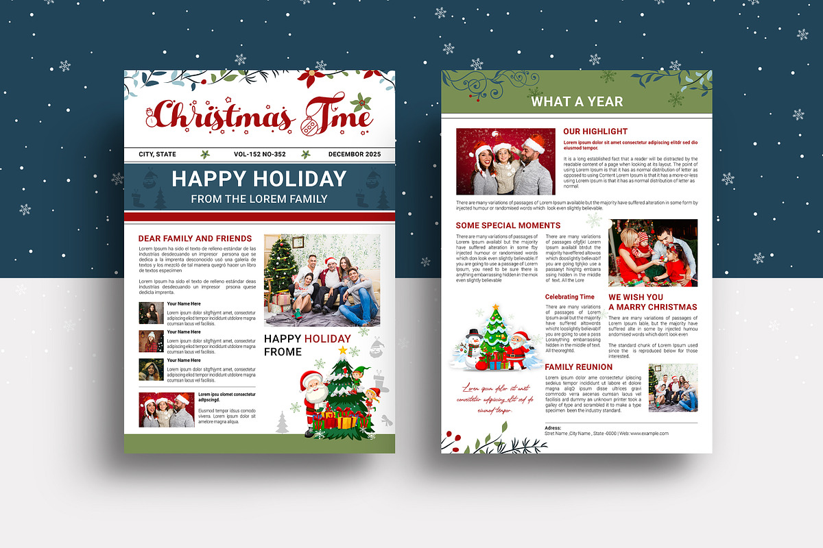 Christmas Newsletter Template, a Flyer Template by crazyOWL (Photo 3 of 3)