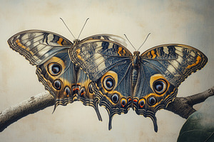 A group of four butterflies sitting, a Photo by Pavel_design
