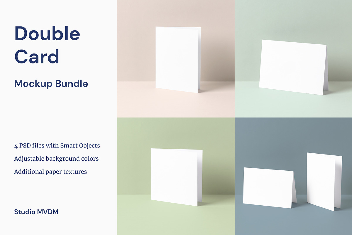 Double Card Mockup Bundle, a Print Template by Studio MVDM (Photo 1 of 8)
