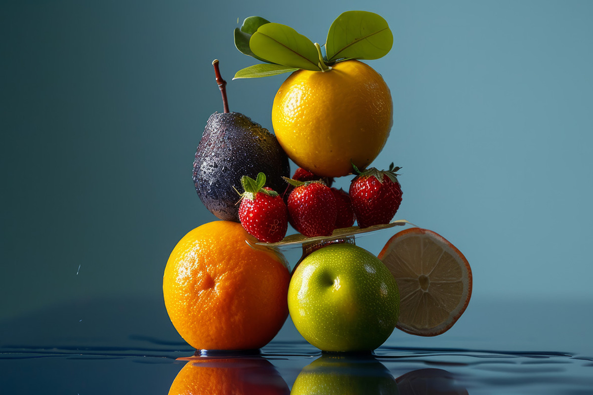 93 Balancing fruits and vegetables, a Food & Drink Photo by Handmadefont (Photo 14 of 17)