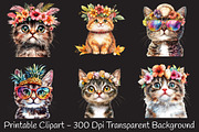 Funny Summer Cat Watercolor Clipart, an Illustration by RobertsArt (Thumbnail 5 of 7)