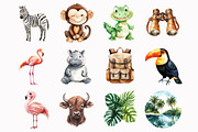 Watercolor Safari Friends Clipart, a Seasonal Illustration by Design Market (Thumbnail 2 of 4)