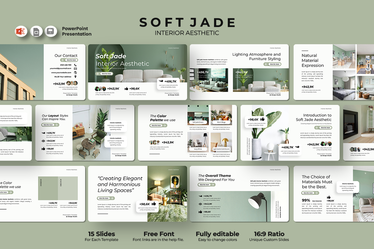 Jade Interior Aesthetic - PowerPoint, a Presentation Template by QR Design Studio (Photo 1 of 3)