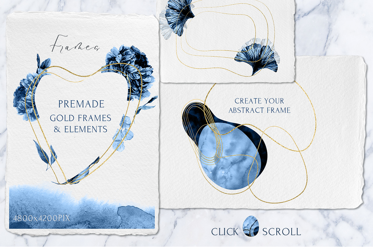 MODERN BLUE SHAPES Watercolor Set, an Object Graphic by Cat In Colour (Photo 8 of 10)