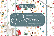 Christmas watercolor patterns, a Pattern Graphic by LeriaArt watercolor (Thumbnail 1 of 8)