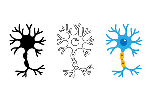 Triplet neurons design in silhouette, an Illustration by GraphiShop