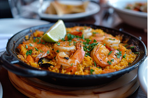 Delicious seafood paella with shrimp, a Food & Drink Photo by Lermont51