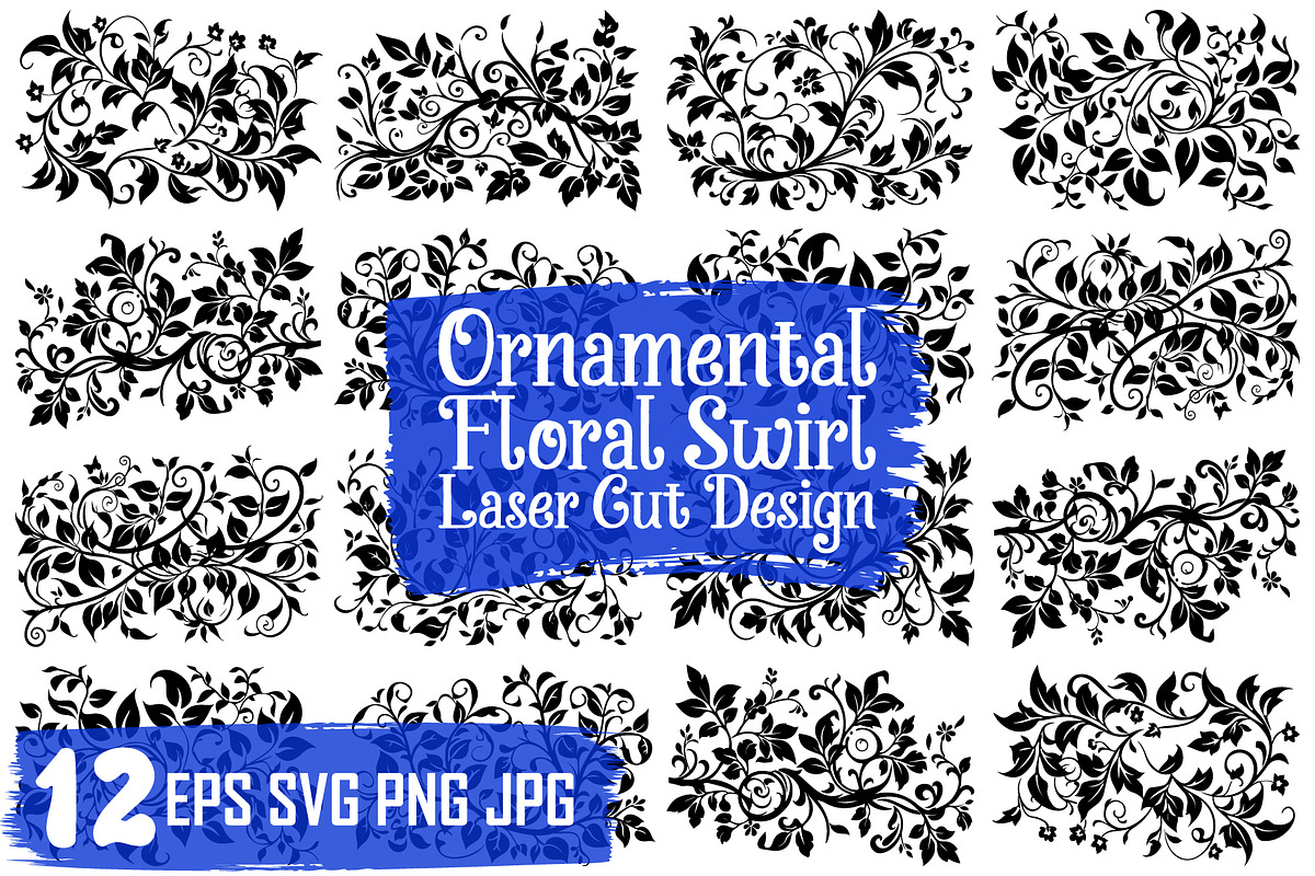 Floral Swirl Ornament Vector Set, an Illustration by jahid234