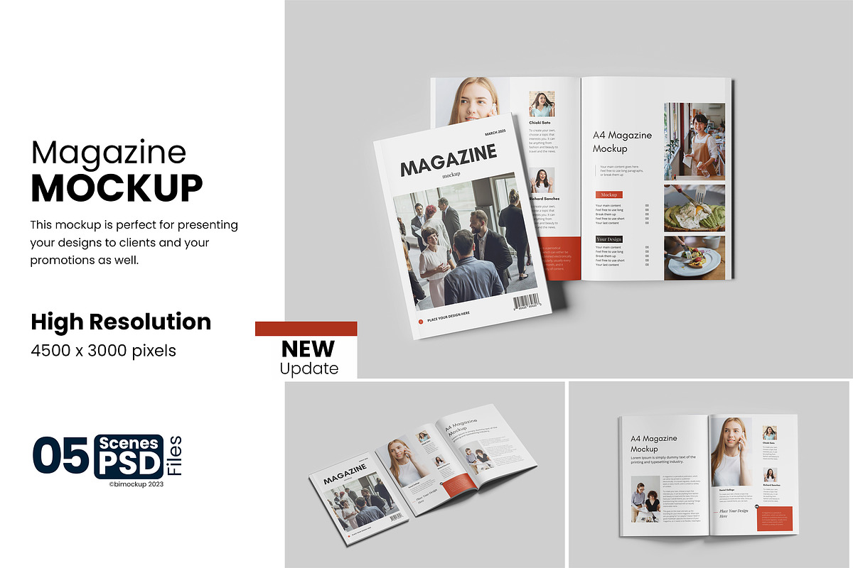 Realistic Magazine Mockup, a Books & Magazine Mockup by bimockup (Photo 1 of 6)