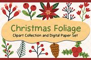 Christmas Foliage Graphic Set, a Pattern Graphic by Drafts n Doodles (Thumbnail 1 of 6)