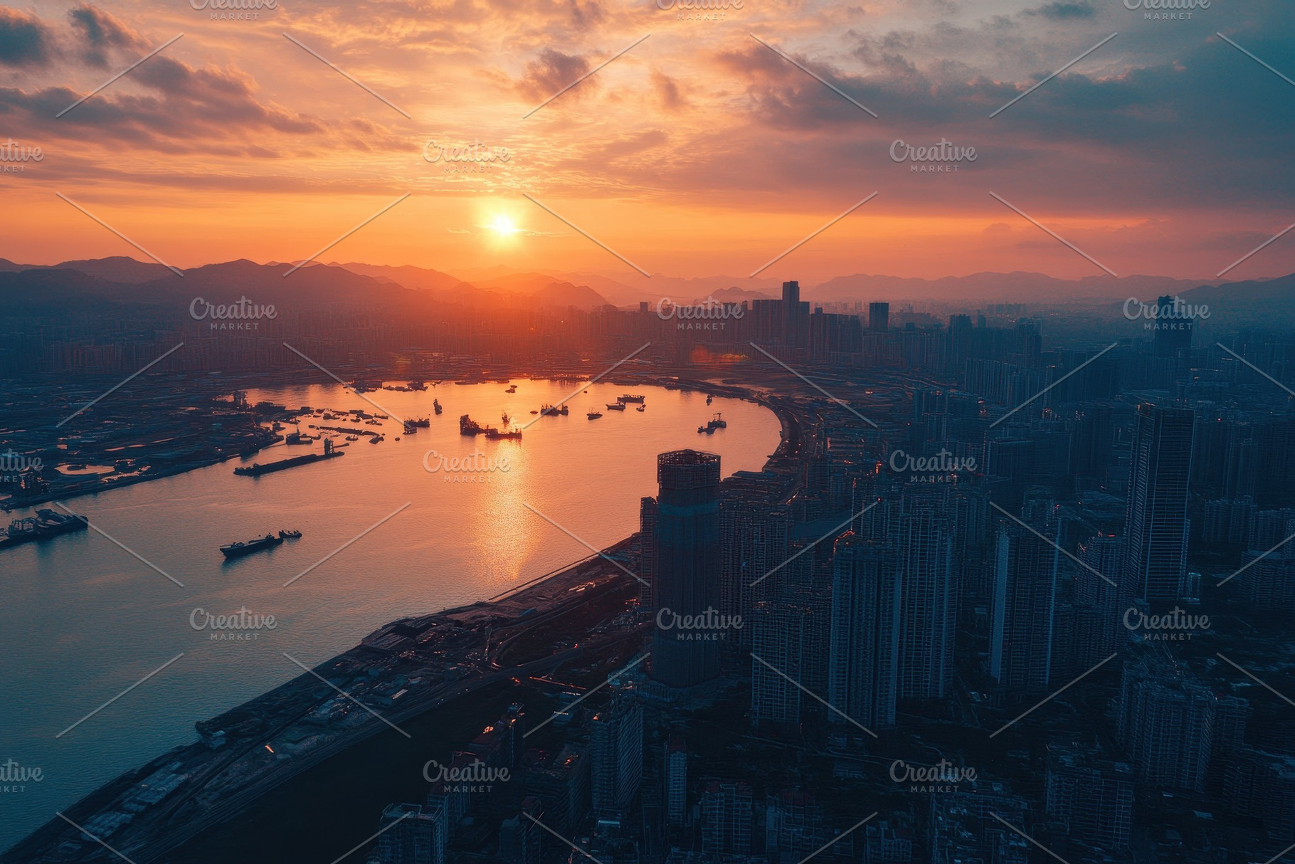 Breathtaking sunset over Zhuhai city, a Photo by Iftikhar Alam