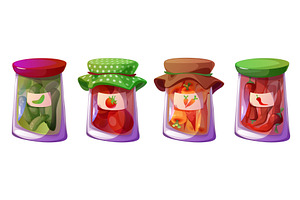 Home made preservation jars set, a Food Illustration by art PVP - market